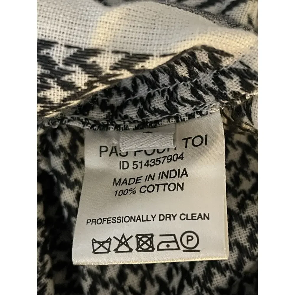 DoDo Bar Or Cotton Button Up Shirt Dress w Belt Black White Check Size Small New